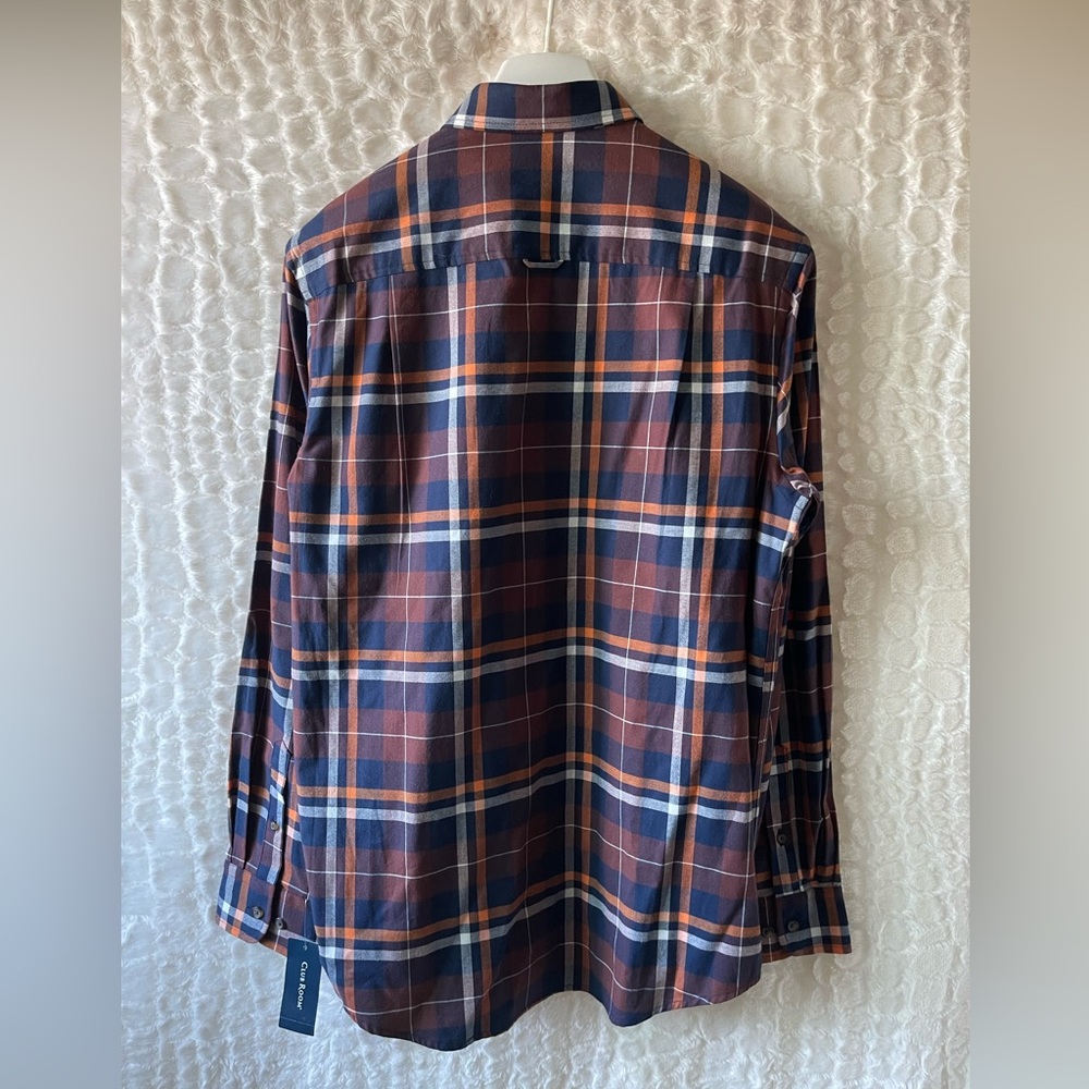 NWT Club Room: Men’s (M) plaid long sleeve shirt autumn colors. - Picture 9 of 16